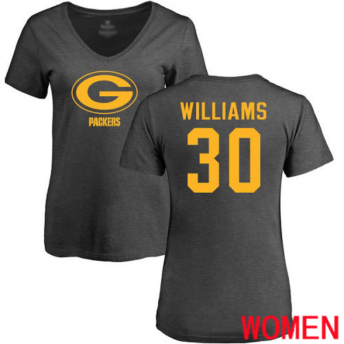 Green Bay Packers Ash Women #30 Williams Jamaal One Color Nike NFL T Shirt